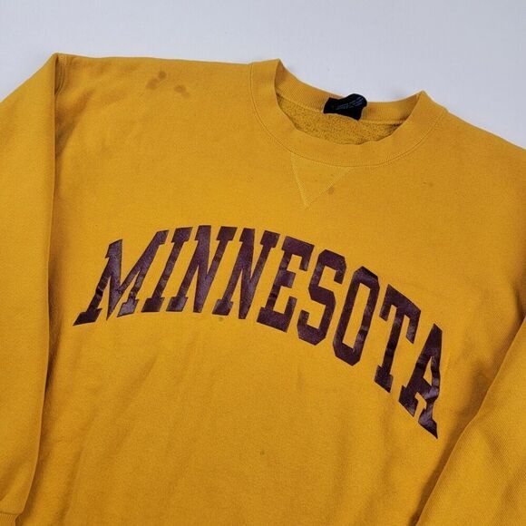 Vtg 90s Minnesota University Gophers Warmup gold Pullover Vintage Sweatshirt - Picture 1 of 11